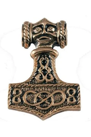 HOPLO Kettenanhänger Thors Hammer Bronze Anhänger Schmuck - Thorhammer - 34x24mm