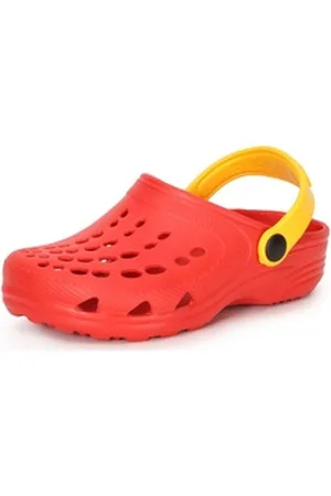Ladeheid Kinder EVA Clogs Gartenclogs Gartenschuhe LA-CA-06 Clog gelb|rot 26-27 EU