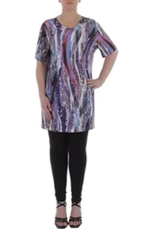Ital-Design Tunikashirt Damen Freizeit (85915816) Animal Print Top & Shirt in Violett lila M/L
