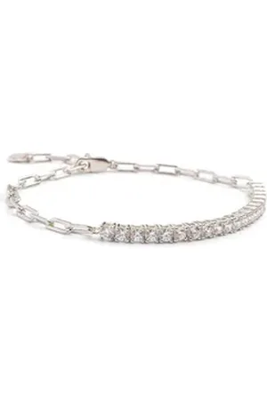 Amoonic Armband Damen Tennisarmband Mixed aus 925er Silber oder vergoldet mit Zirkonia (inkl. Schmucktäschchen), Tennisarmband, Armband & Glieder Kette im Mix, mit Zirkoniasteinen Geschenk Freundin silberfarben