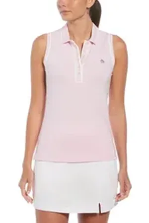 Original Penguin Poloshirt Penguin Ärmelloses Veronica Golfpolo Damen (1-tlg) volle Bewegungsfreiheit rosa XS