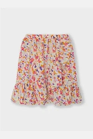 NAME IT Sommerrock Knielanger Blumen Rock Kinder Chiffon mit verstellbarem Bund NKFDIRILLO SKIRT rot 128