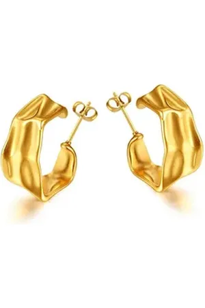 Kingka Paar Creolen Crazy (2-tlg), goldfarbener Schmuck für Damen, Creolen für Damen, Edelstahlschmuck silberfarben