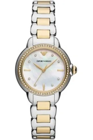 Emporio Armani Quarzuhr AR11524, Armbanduhr, Damenuhr, Perlmutt-Zifferblatt, Edelstahlarmband silberfarben