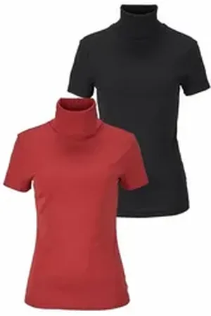 FLASHLIGHTS Rollkragenshirt (Packung, 2-tlg., 2er-Pack) eng geschnitten, aus elastischem Material, im 2er-Pack rot|schwarz 36/38 (S)
