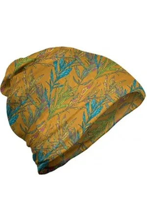 Abakuhaus Beanie Wandern im Freien Herbst Botanical Leaves Kunstwerk bunt|gelb