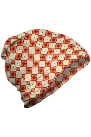 Abakuhaus Beanie Wandern im Freien Abstrakt Blumen-Inspired Squares rosa