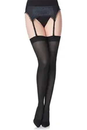 Merry Style Strapsstrümpfe Damen Mikrofaser Strapsstrümpfe MS 799 40 DEN elastischer Bund schwarz M-L