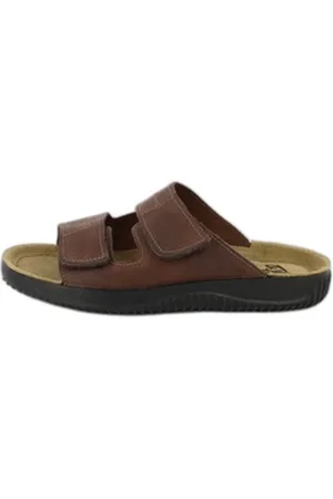 Beck Herren-Pantolette Ben mit Klettverschluß Hausschuh braun 40 EU