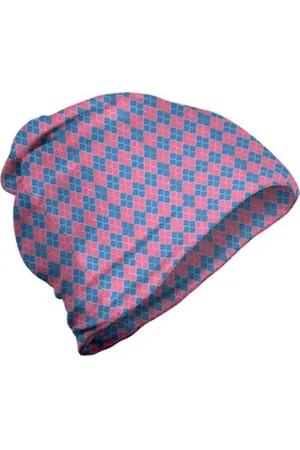 Abakuhaus Beanie Wandern im Freien Quatrefoil Eastern Traditional Grid blau|rosa