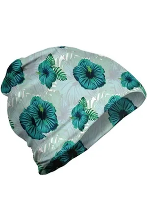 Abakuhaus Beanie Wandern im Freien Tropisch Hawaiian Jungle Hibiscus grün