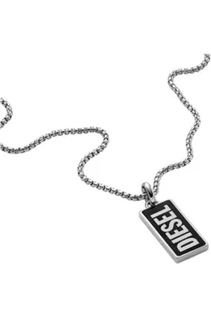 Diesel Kette mit Anhänger Schmuck Geschenk Edelstahl DOGTAG Black Agate Signet, DX1515040, mit Achat schwarz