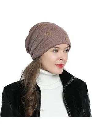 DonDon Beanie Damen Slouch mit Print (Packung, 1-St) Teddyfleece braun
