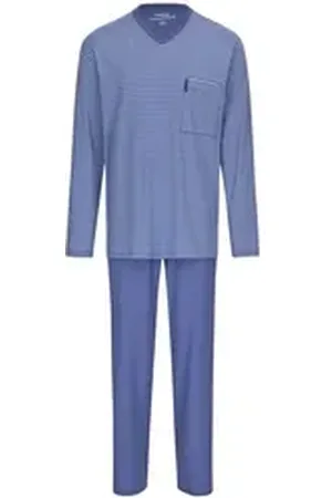 Ammann Pyjama auch in großen Größen Baumwolle blau 68