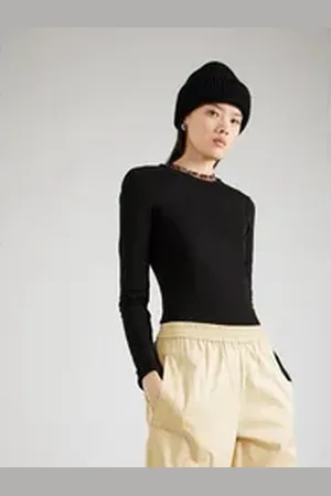 Pieces® Langarmshirt PCMARIA (1-tlg) Plain/ohne Details schwarz XXL