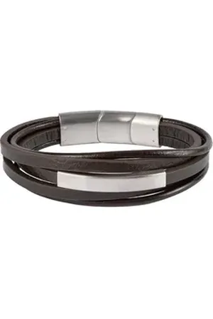 Jacques Lemans Armband Herren-Armband Leder, Edelstahl bunt