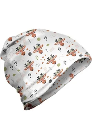 Abakuhaus Beanie Wandern im Freien Wald Deer Gesicht in Floral Design blau|grau