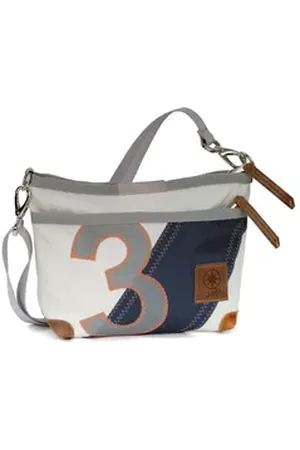 360 Grad 360Grad Schultertasche Schultertasche Deern Lütt, Weiß Blau Grau, recyceltes Segeltuch weiß