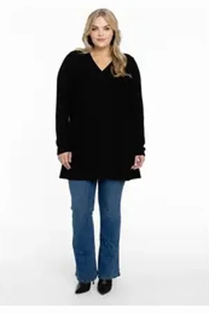 Yoek Longpullover Damen Pullover Große Größen schwarz 38/40