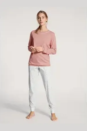 Calida Pyjama DAMEN Pyjama mit Bündchen rosa L