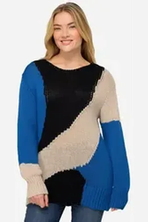Laurasøn Laurasøn Fleecepullover Pullover Colorblocking beige|grau M