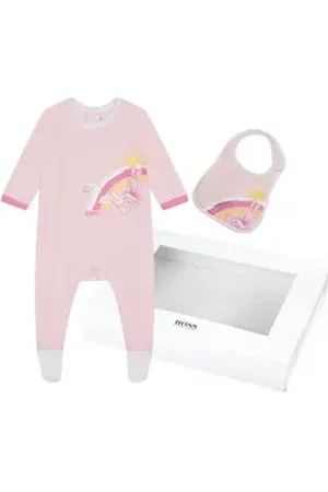 HUGO BOSS Neugeborenen-Geschenkset Baby Strampler Set in Geschenkbox rosa 12 Monate (74-80)