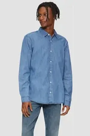 QS by s.Oliver Langarmhemd Regular Fit: Denim-Hemd blau S