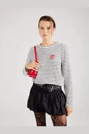 VERO MODA Langarmshirt (1-tlg) Stickerei rot|schwarz|weiß XS