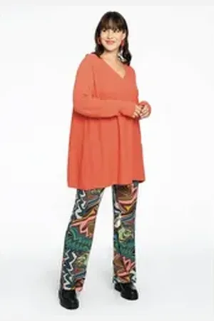 Yoek Longpullover Damen Pullover Große Größen orange 38/40