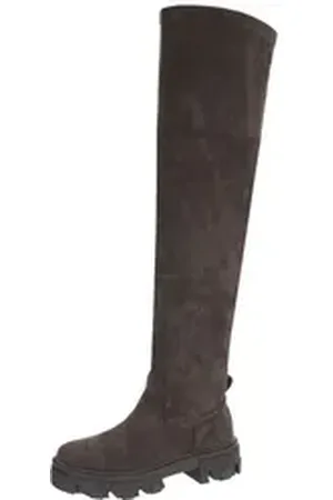 Ital-Design Damen Party & Clubwear Plateaustiefel (87124818) Blockabsatz Overknees in Olive grün 36 EU