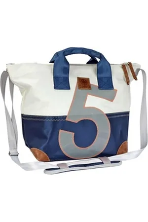 360° 360Grad Strandtasche Schultertasche Suutje, Weiss Blau Grau, recyceltes Segel weiß