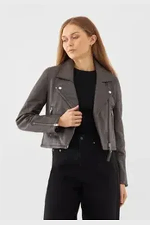 Bolongaro Bikerjacke MINIMAL BIKER Asymmetrischer Vorderverschluss, Reißverschlusstaschen grau S