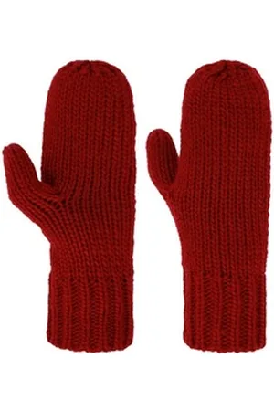 Seeberger Strickhandschuhe (1-St) Damenhandschuhe mit Futter rot
