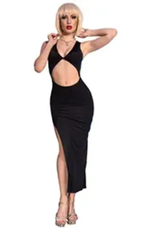 Chilirose Partykleid Langes Kleid CR4445 schwarz - (L/XL,S/M) schwarz L/XL