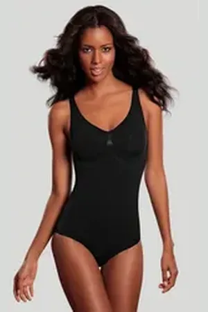 Lascana Shaping-Body SEAMLESS mit zart eingestrickter Blumenranke, Shape wear Body, Basic schwarz XXL (52)