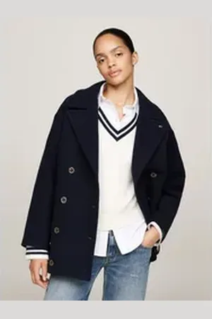 Tommy Hilfiger Kurzmantel TJW WOOL PEACOAT mit Wollanteil blau L (40)