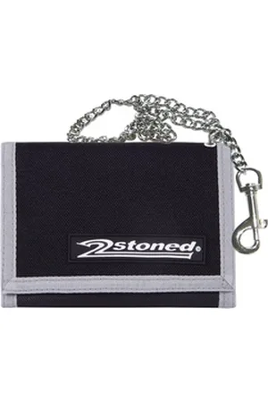 2Stoned Geldbörse Wallet Speed mit Kette und Klettverschluß für Erwachsene und Kinder, verchromte Kette mit Karabiner schwarz