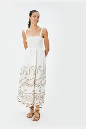 Koton Midikleid Midi Länge Fit & Flare Kleid grau 36