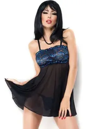 Chilirose Negligé - Babydoll Diamond Line CR3847 - (L/XL,S/M) bunt|schwarz