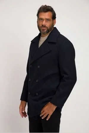 JP 1880 Funktionsjacke Caban wasserabweisender Wollmix Knopfleiste blau 6XL
