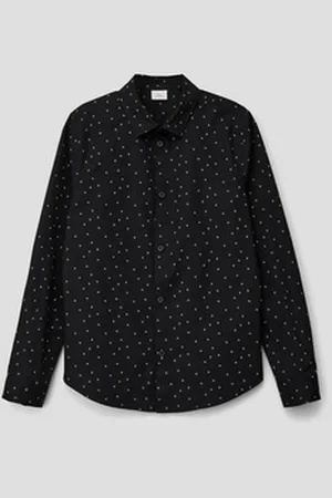 QS by s.Oliver Langarmhemd Slim: Hemd mit Allover-Print schwarz L