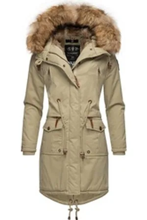 Navahoo Wintermantel Rosinchen stylischer Damen Winter Baumwollparka mit Kunstfell grau XXL (44)