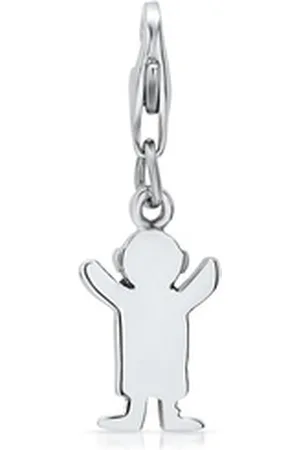 Unique Charm-Einhänger Glänzender Edelstahl Charm Junge CS0117 silberfarben