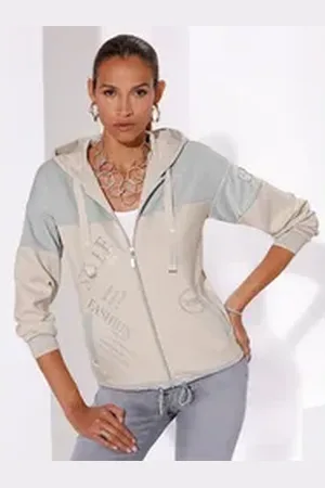 CRÉATION L Shirtjacke Sweatjacke silberfarben 52