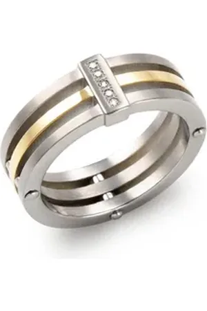 Boccia Titanium Boccia Fingerring Boccia Damen Ring 0126-0255 Titan vergoldet Brillanten Größe 55 (kein Set, 1-tlg) silberfarben