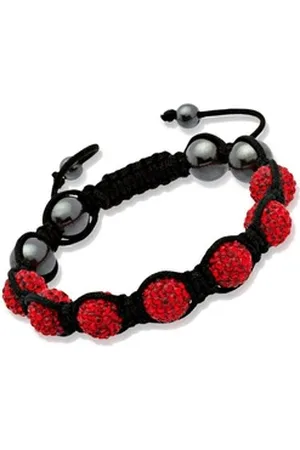 Unique Quarzuhr Glücksarmband rote Kristalle & Hämatit TXB0012