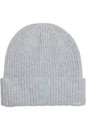 QS by s.Oliver Strickmütze Damen Strickmütze aus Baumwollmix Mütze Beanie 2119530 grau