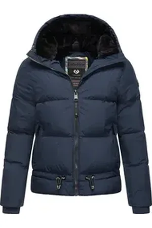 Ragwear Steppjacke Briony Wasserdichte Damen Winterjacke mit Kapuze blau XS (34)