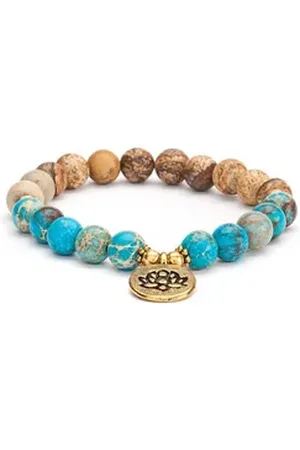 BODHI Perlenarmband Mala Armband mit Jaspis und Türkis, Modeschmuck