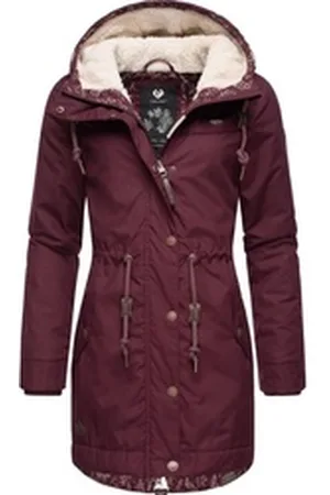 Ragwear Winterjacke YM-Canny stylischer Damen Kurzmantel Parka mit Kapuze rot L (40)